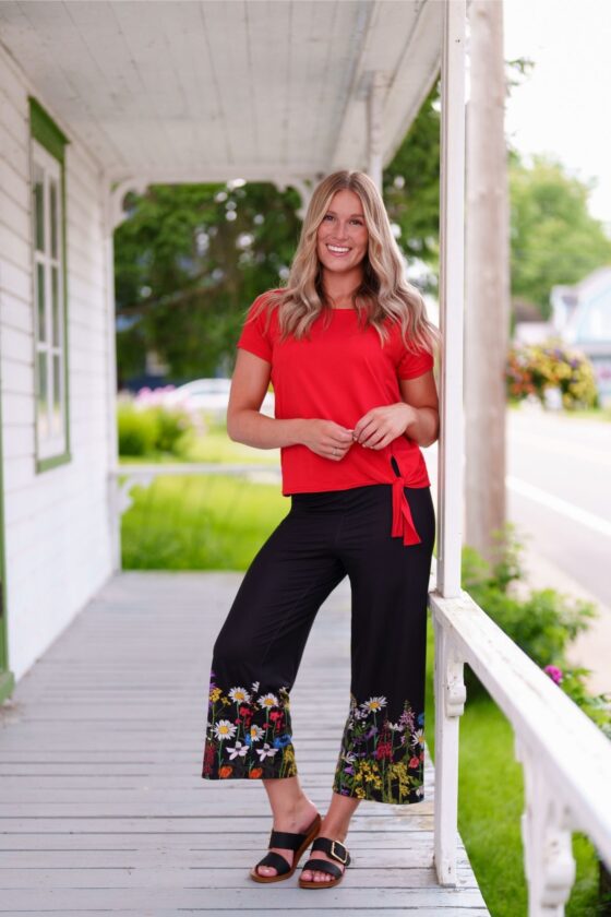 T-shirt tropical Rouge