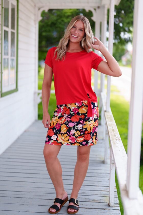 T-shirt tropical Rouge