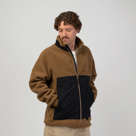 Veste à fermeture éclair en molleton berbère Caramel