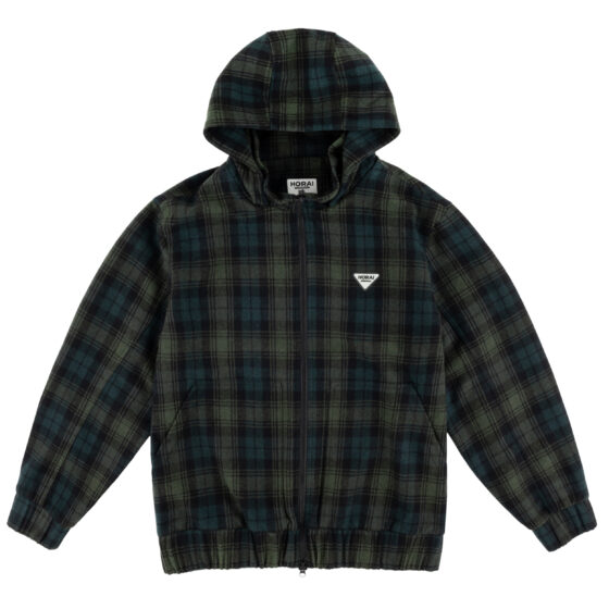 Veste bomber en laine Tartan vert et marine