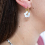 Boucles d'oreilles fleur or Blanc