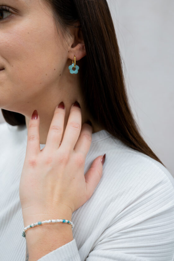 Boucles d'oreilles fleur or Sauge