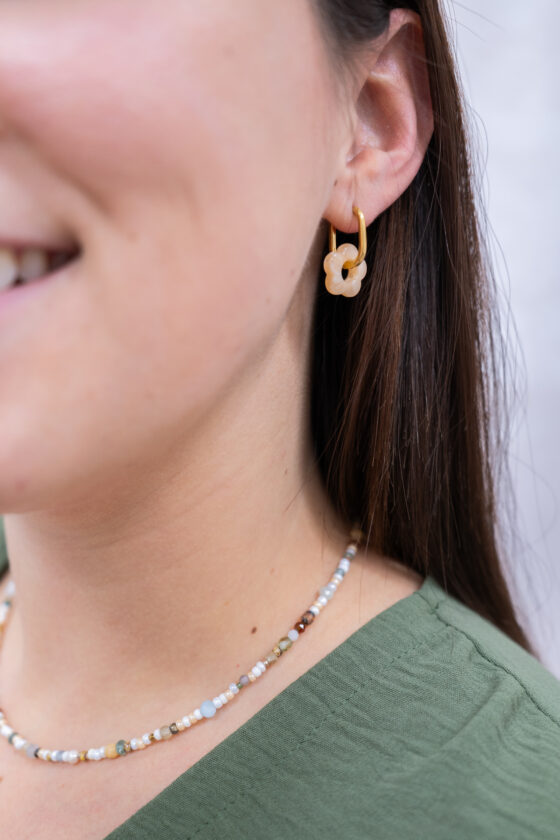 Boucles d'oreilles fleur or Saumon