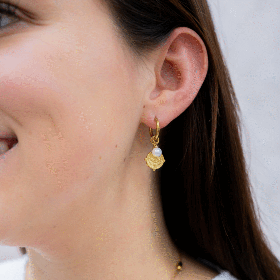 Boucles d'oreilles oeil et perle Or