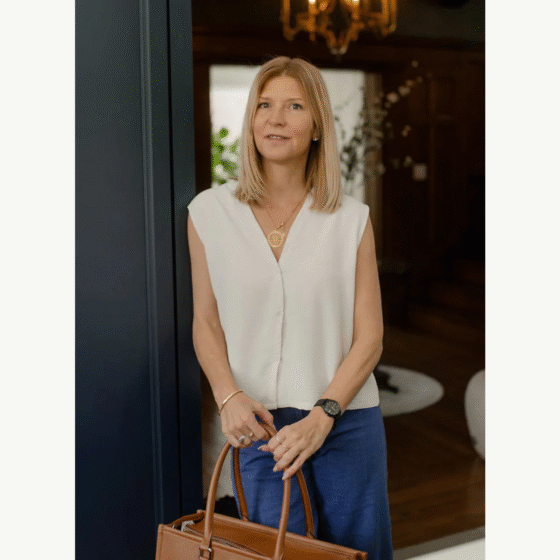 Cami large flore Écru