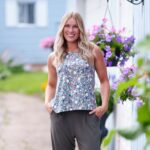 Camisole sunrise Fleuri kaki