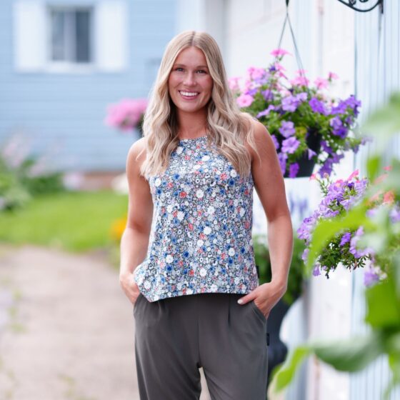 Camisole sunrise Fleuri kaki