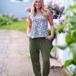 Camisole sunrise Fleuri kaki