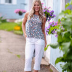 Camisole sunrise Fleuri kaki