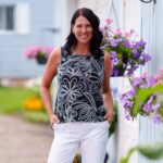 Camisole sunrise Floral noir et blanc