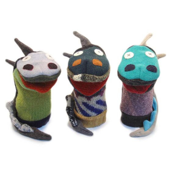 Marionnette Dragon Laine recyclée