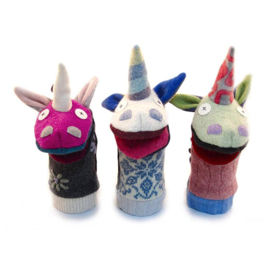 Marionnette licorne Laine recyclée