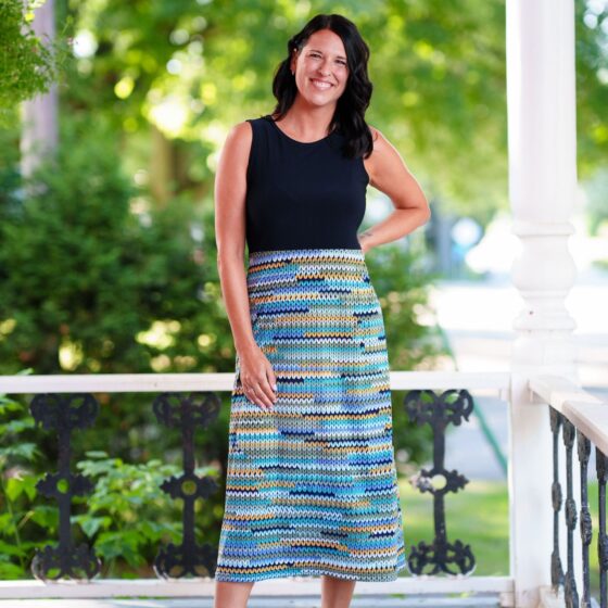 Robe 7/8 mimosa Marine et mailles