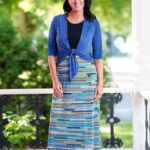 Robe 7/8 mimosa Marine et mailles