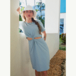 Robe t-shirt twist Bleu