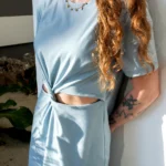 Robe t-shirt twist Bleu