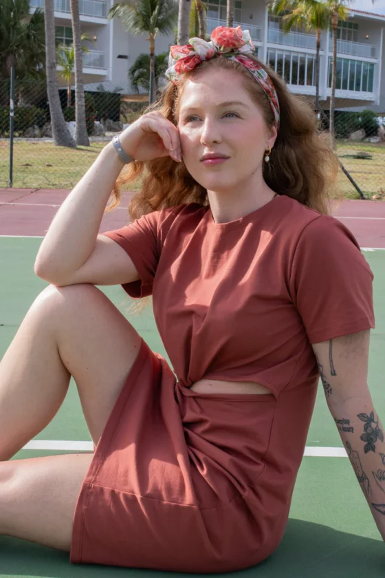 Robe t-shirt twist Coucher de soleil