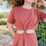 Robe t-shirt twist Coucher de soleil