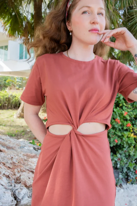 Robe t-shirt twist Coucher de soleil