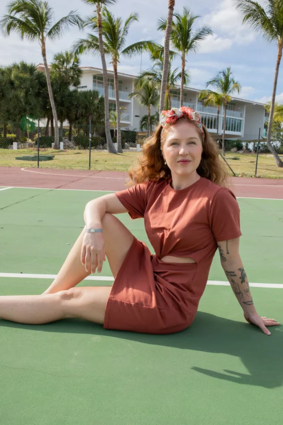 Robe t-shirt twist Coucher de soleil