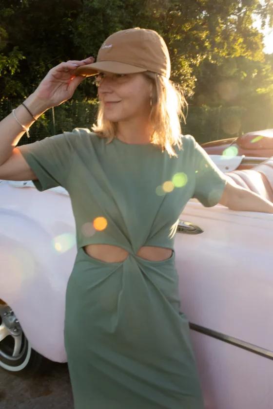 Robe t-shirt twist Vert sauge