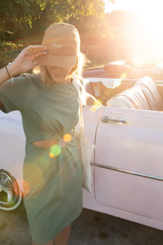 Robe t-shirt twist Vert sauge