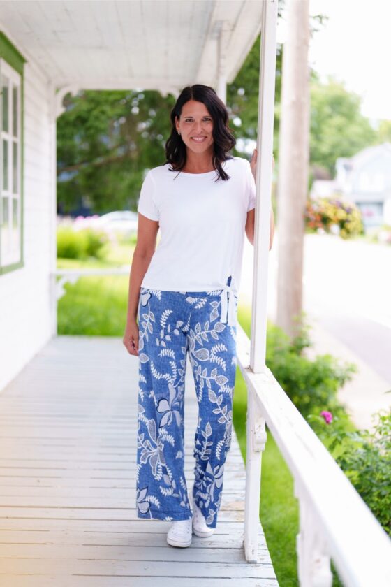 Palazo coco Bleu denim et blanc