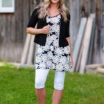 Tunique whisky Marguerites  noir et blanc