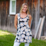 Tunique whisky Marguerites  noir et blanc