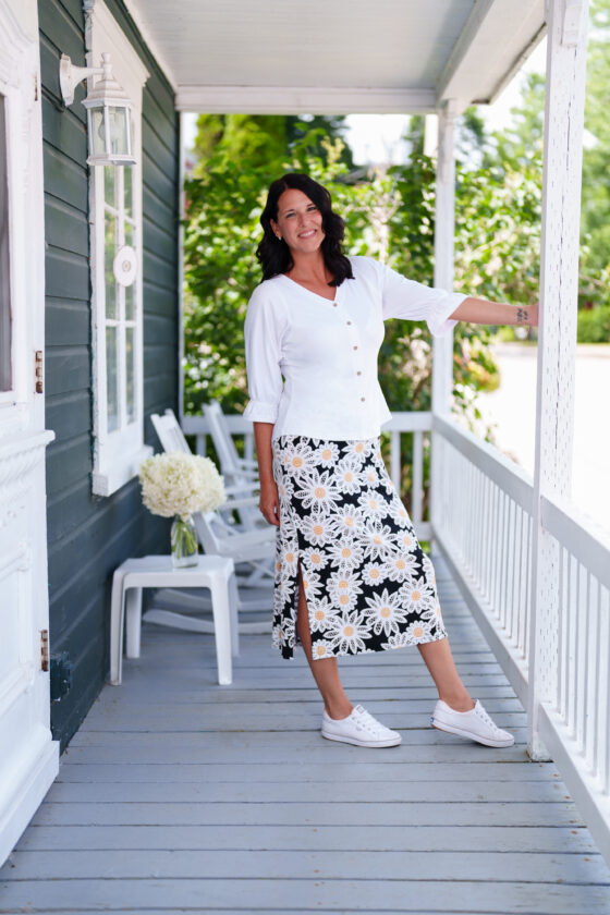 Jupe 7/8 fiesta Marguerites blanc